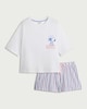 image 4 of Snoopy 2-Piece Pure Cotton Top and Shorts Pyjama Set in Multi Pink