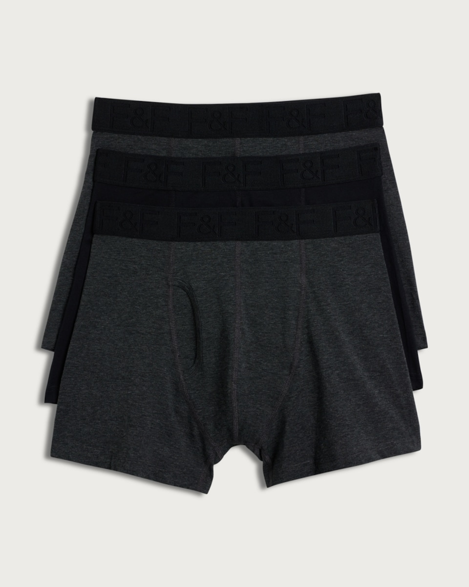 F&F 3-Pack Cotton Rich Trunks in Multi Grey