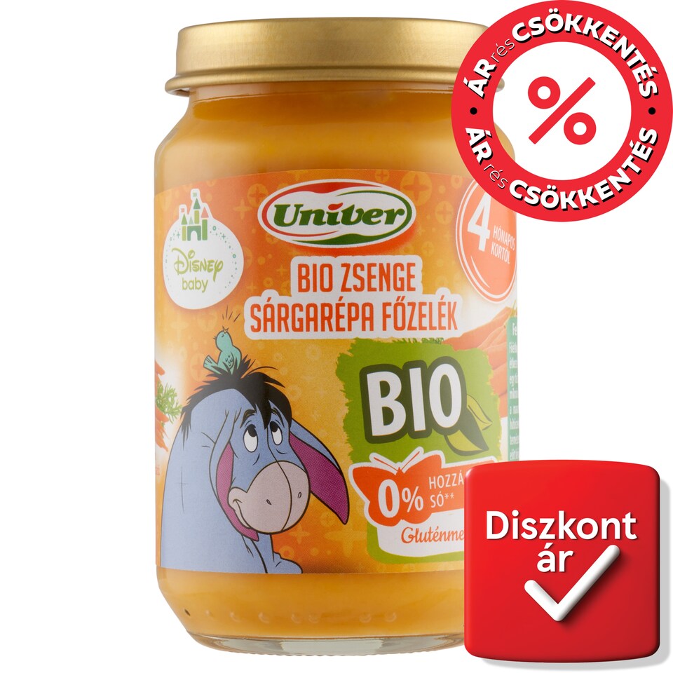 Univer Disney Baby bio zsenge sárgarépa főzelék 4 hónapos kortól 163 g  1. kép