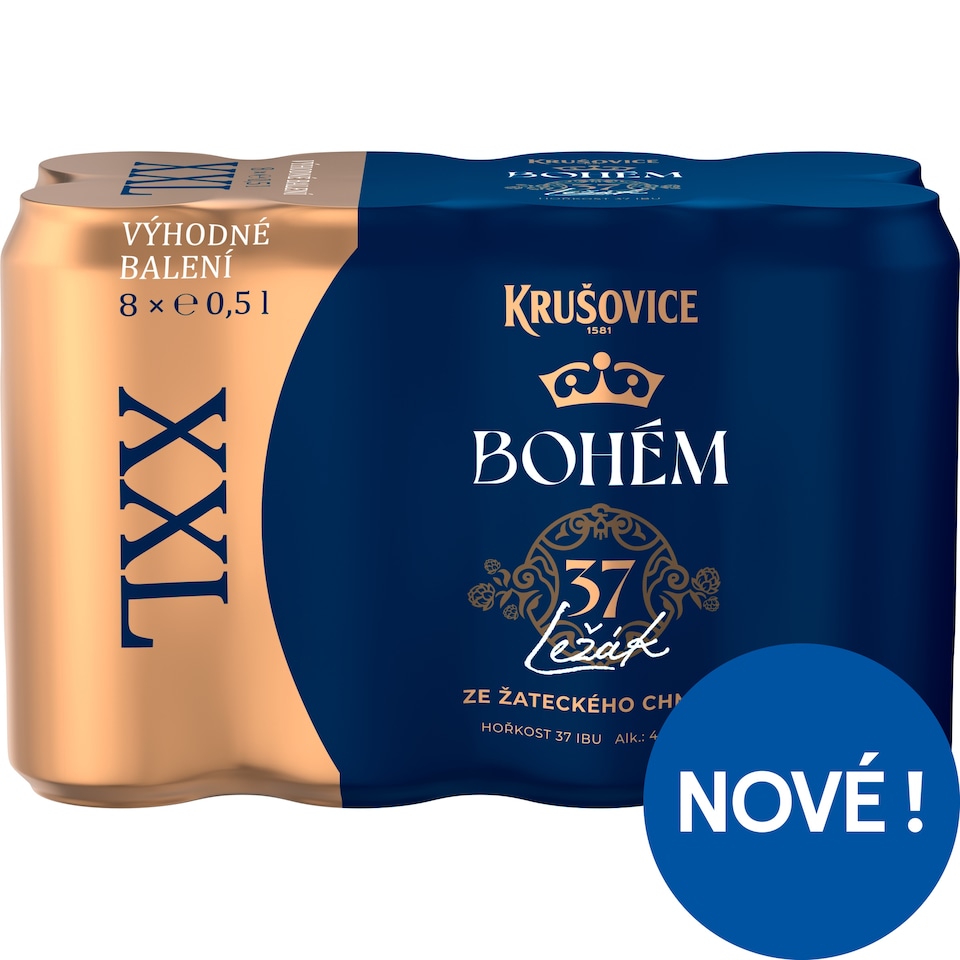 Krušovice Bohém Beer Lager Light 8 x 0.5L