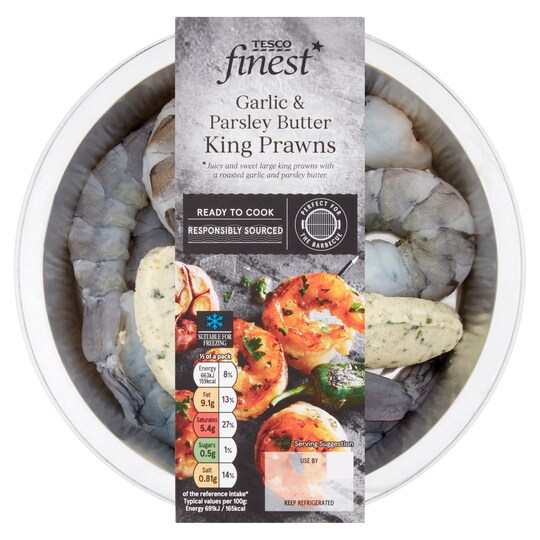 Tesco Finest Garlic & Parsley Butter King Prawns 210G Tesco Groceries