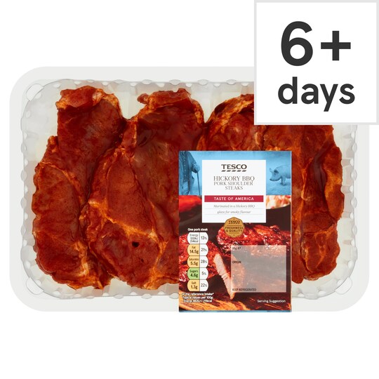 Tesco Hickory Bbq Smoked Pork Shoulder Steaks 600G Tesco Groceries