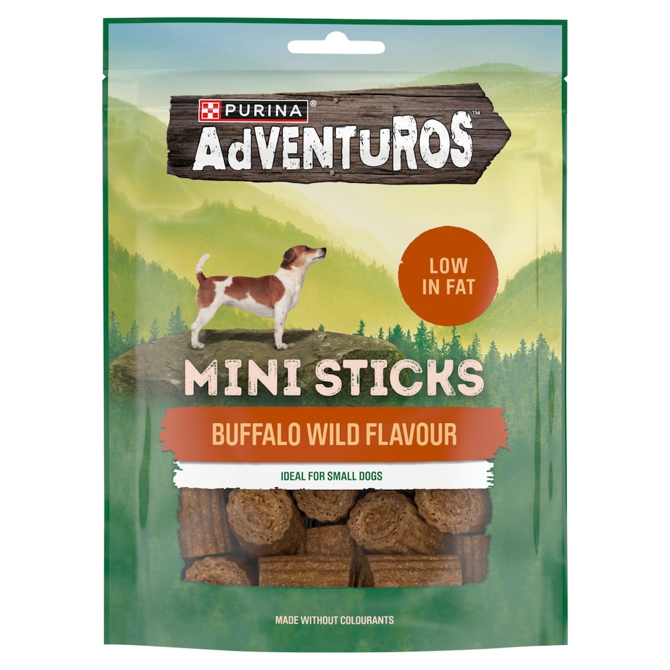Purina Adventuros bölény, vad ízű mini rudacskák kiegészítő állateledel felnőtt kutyák számára 90 g