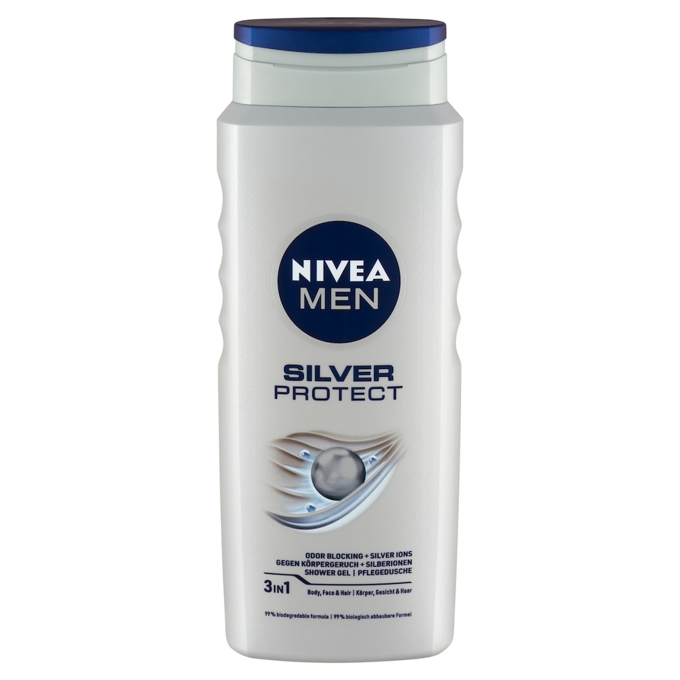 NIVEA MEN Silver Protect tusfürdő tusoláshoz, arc- és hajmosáshoz 500 ml