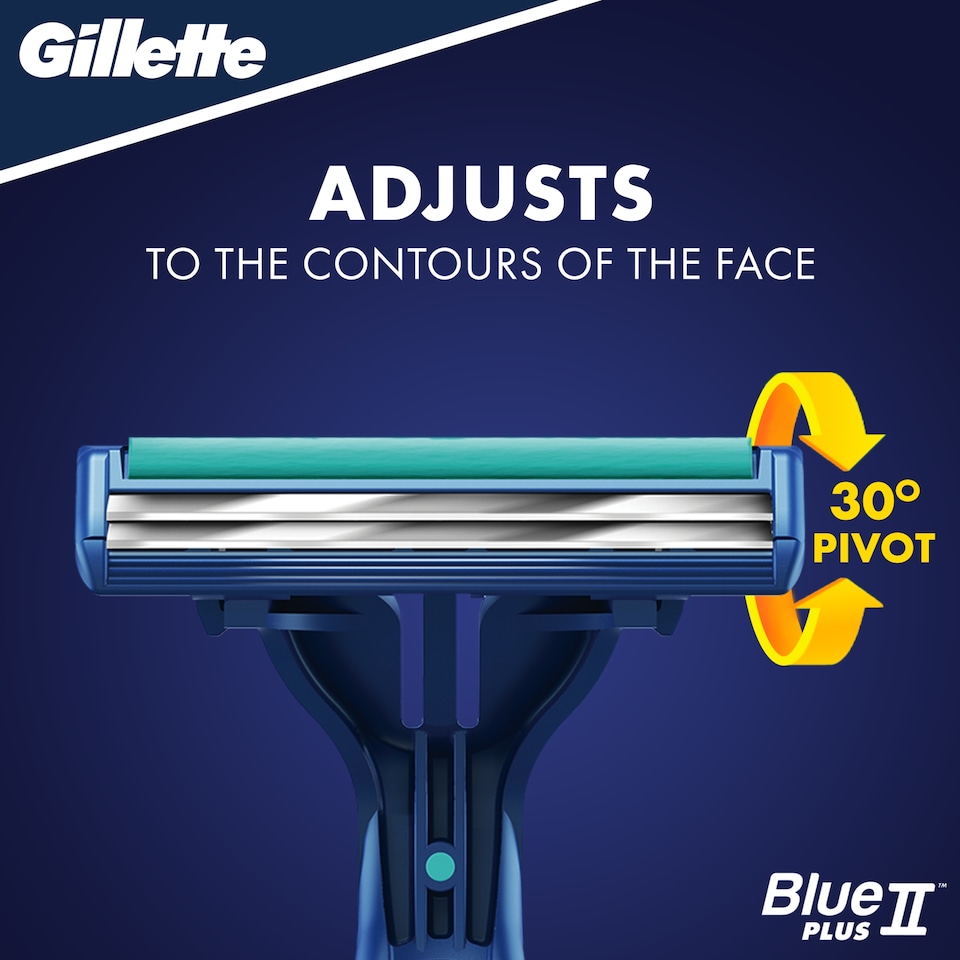 image 1 of Gillette Blue II Plus Slalom Men's Disposable Razors 8 Pack