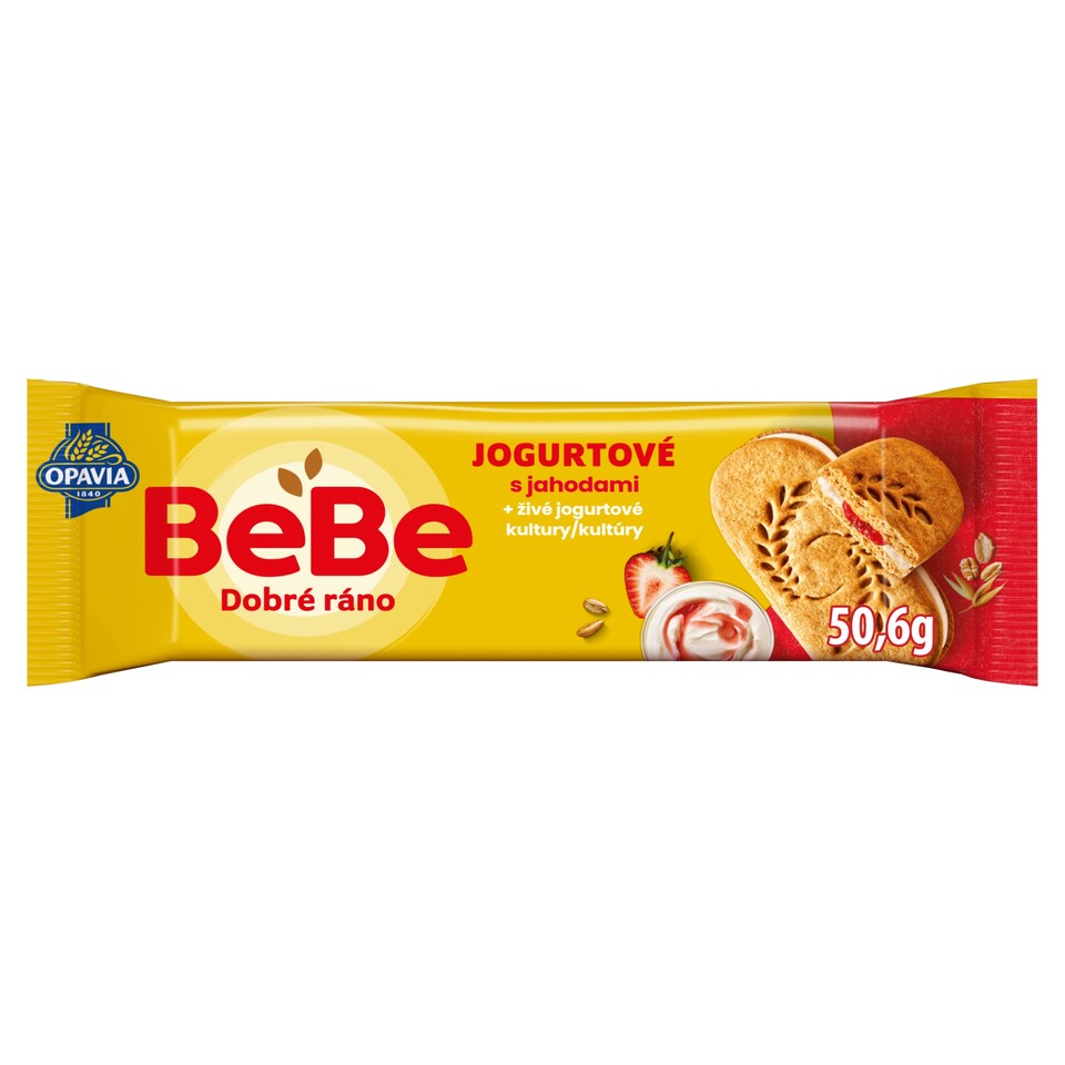 Opavia sušenky BeBe Dobré Ráno s jogurtem a jahodami 50,6g