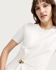 image 1 of F&F Pure Cotton Ruched Metal Accent T-Shirt in Cream
