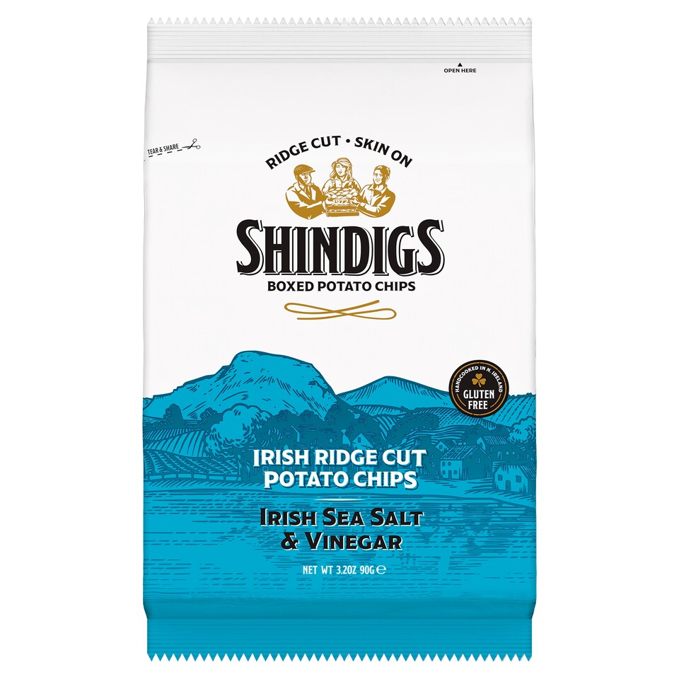 Shindigs Irish Ridge Cut Potato Chips - Irish Sea Salt & Vinegar 90g
