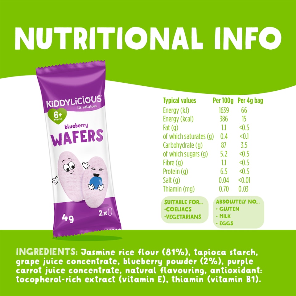 image 1 of Kiddylicious Wafers Blueberry 40G