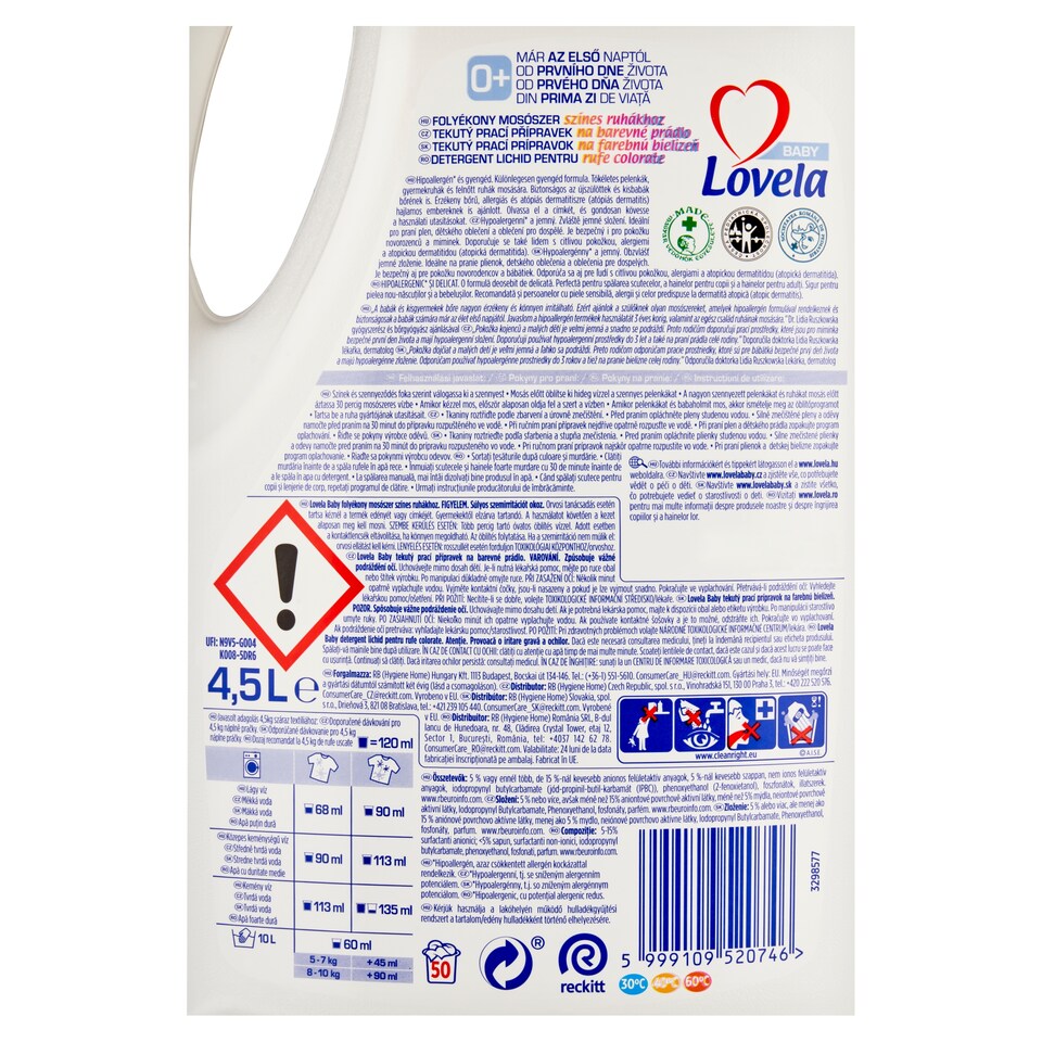 image 1 of Lovela Baby Liquid Detergent for Colors 50 Washes 4.5 L