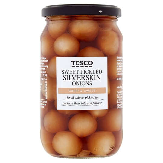 Tesco Sweet Silver Skin Onions In Vinegar 440G Tesco Groceries