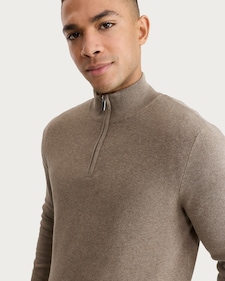 F&F Pure Cotton Knitted Half Zip Jumper in Neutral