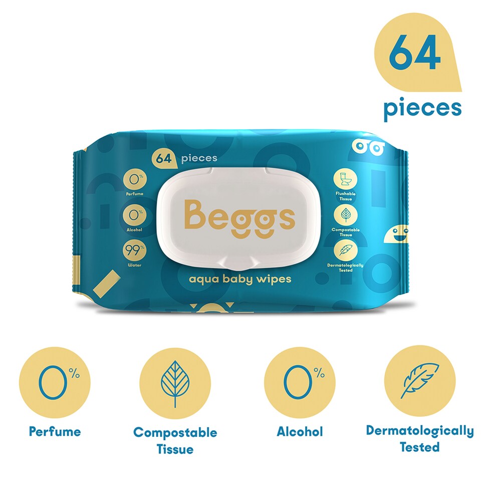 Beggs Aqua Baby Wipes 64 pcs