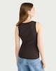image 3 of F&F Cotton Rich Ribbed Button Front Vest in Brown