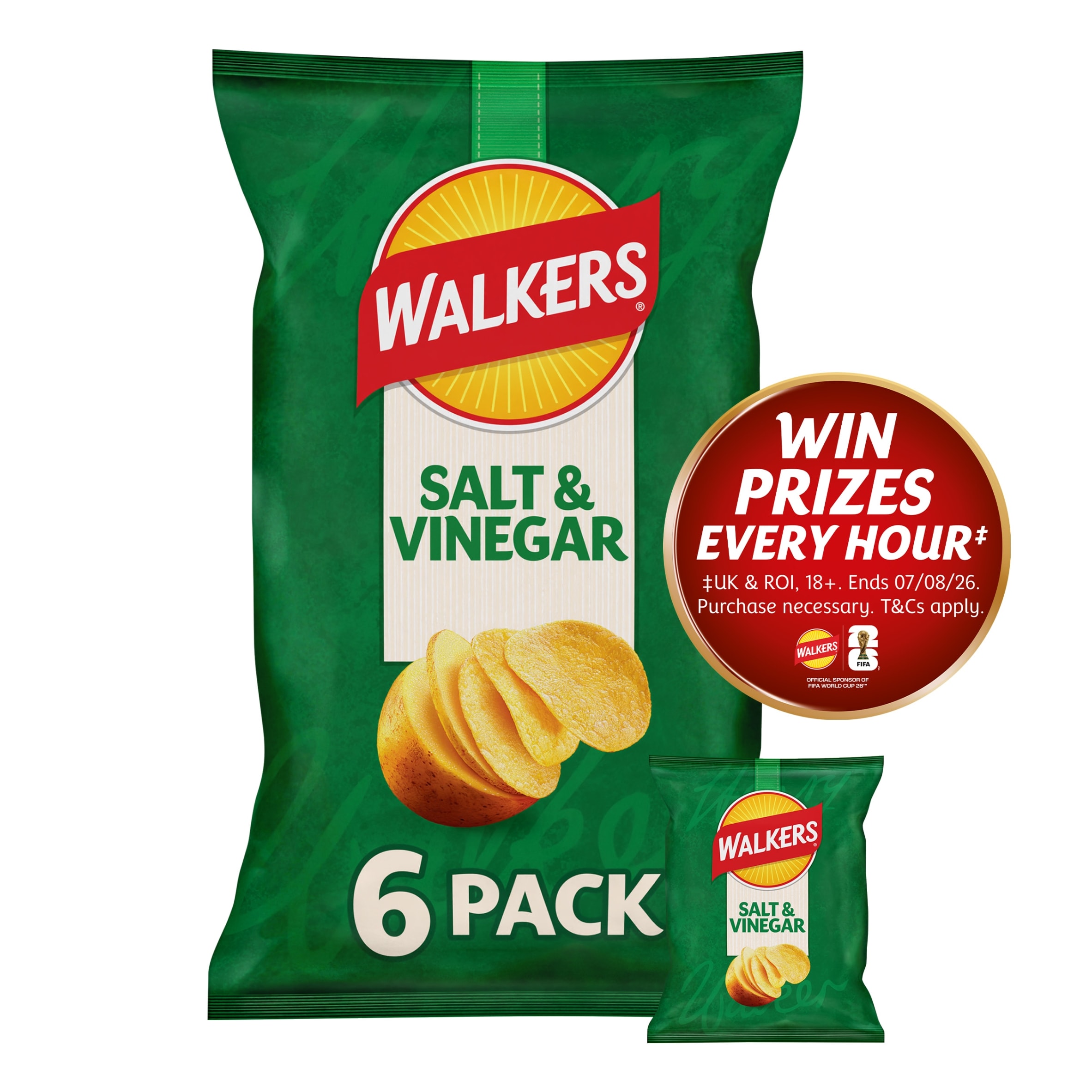 Walkers Salt & Vinegar Multipack Crisps 6 x 25g