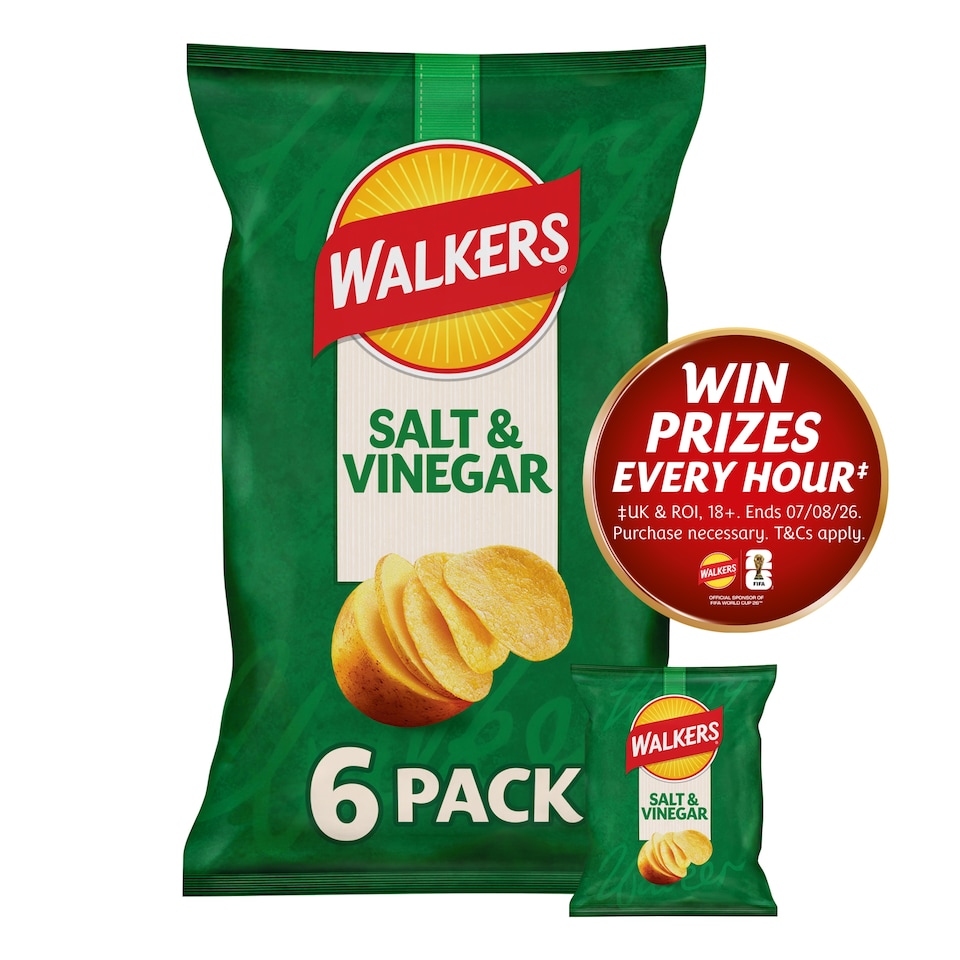 image 1 of Walkers Salt & Vinegar Multipack Crisps 6 x 25g
