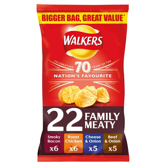 Walkers Meaty Crisps 22X25g Tesco Groceries