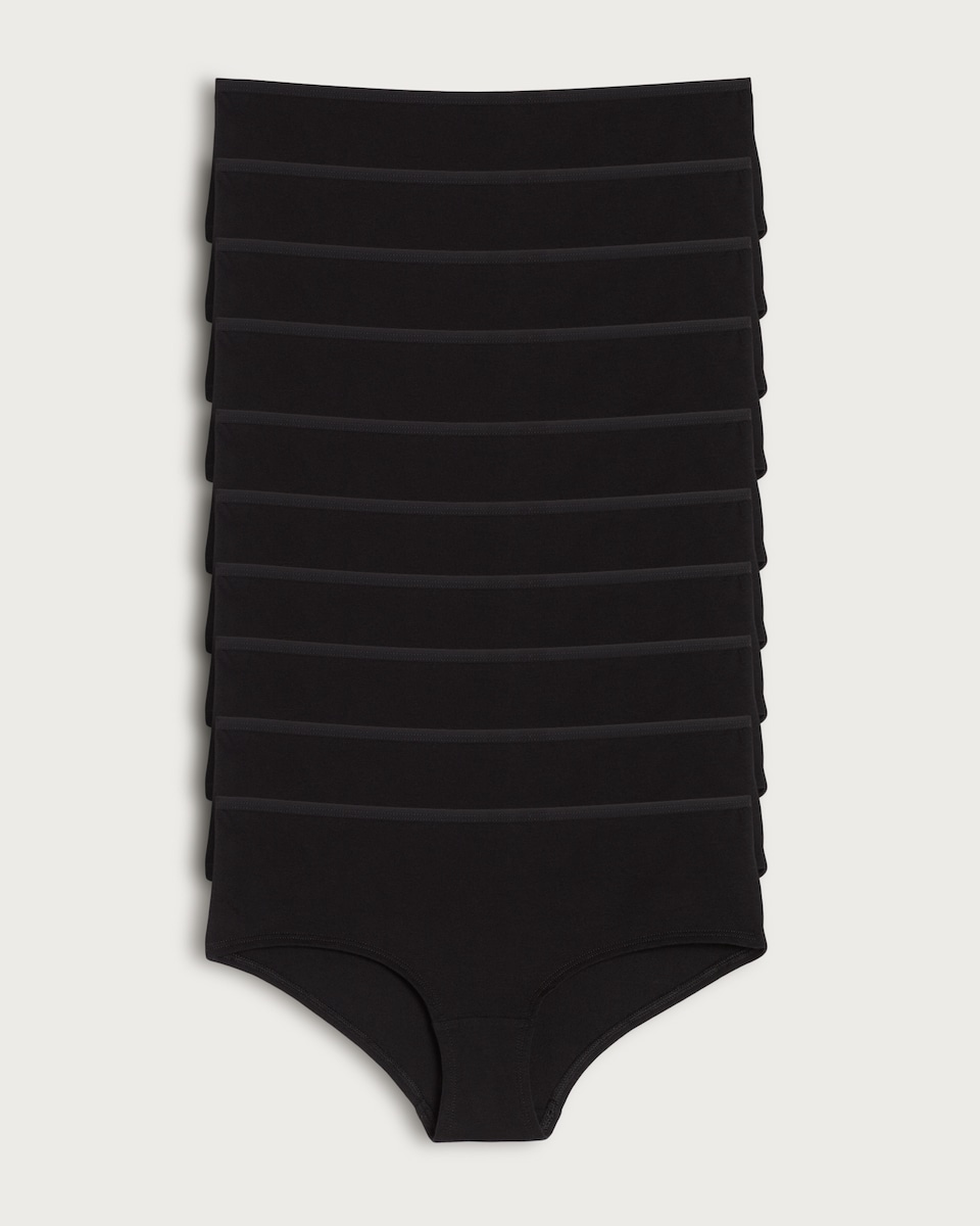 F&F 10-Pack Cotton Rich Short Knickers in Black