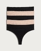 image 4 of F&F 5-Pack Cotton Rich Lace Trim Thongs in Nude