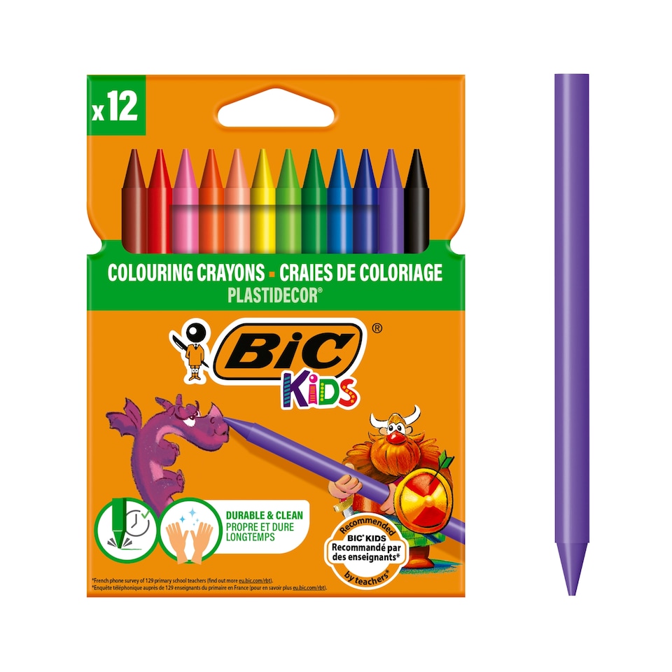 image 1 of Bic Kids Plastidecor Crayons, 12 Pack