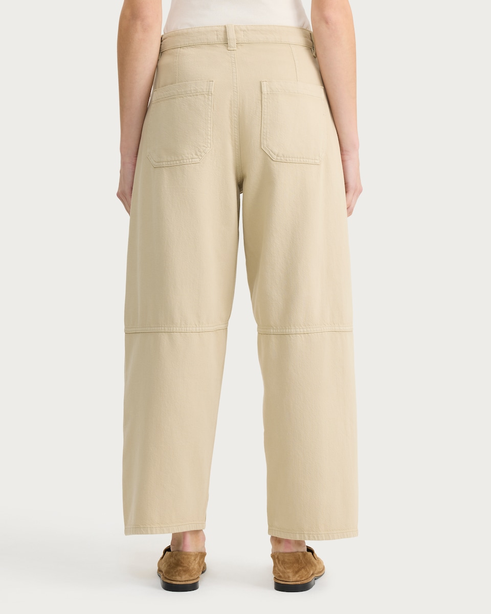 image 1 of F&F Seam Detail High Rise Barrel Leg Jeans in Ecru