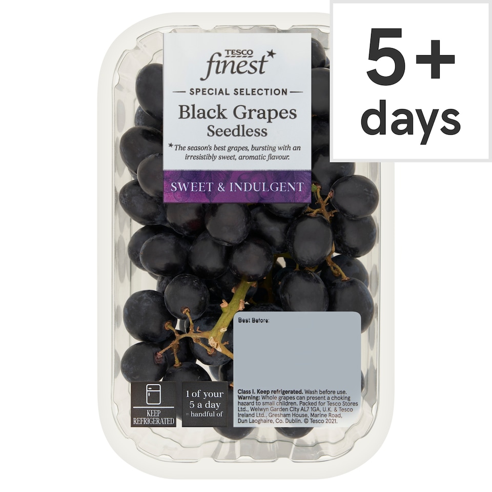 Tesco Finest Black Grapes Seedless 500G