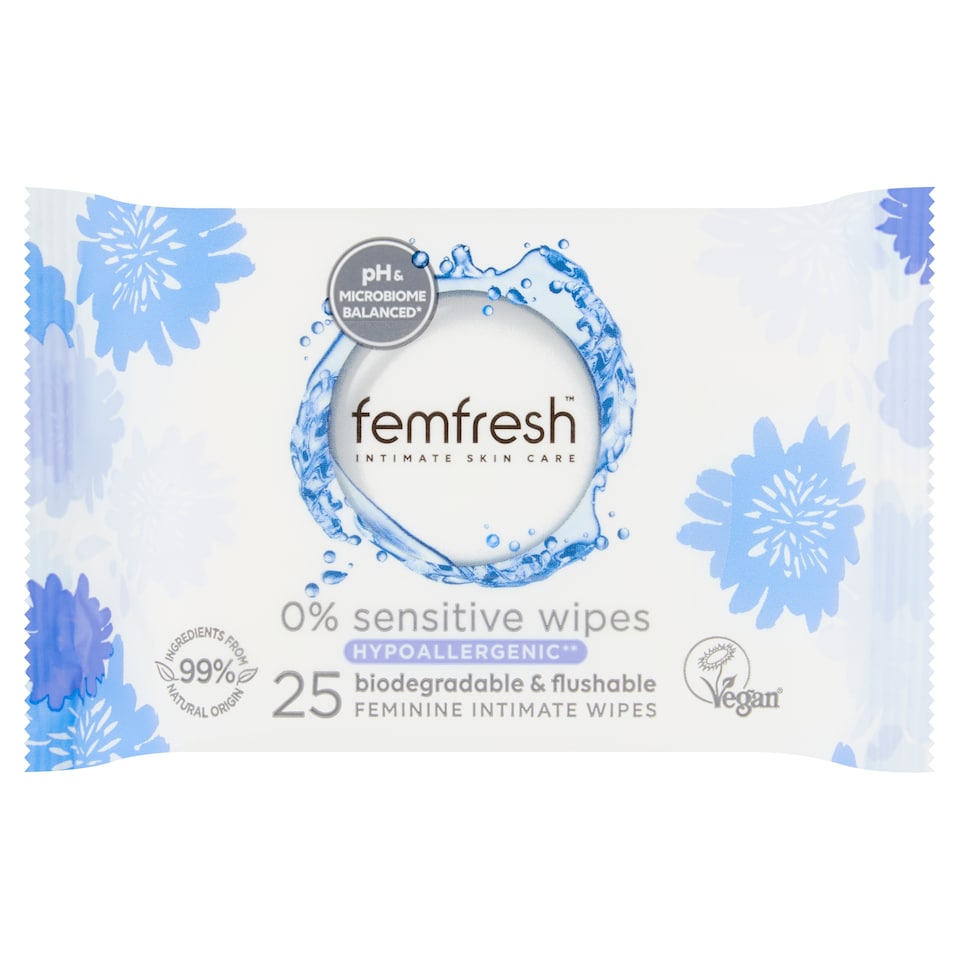 image 1 of Femfresh 0% Sensitive Wipes 25 Pack