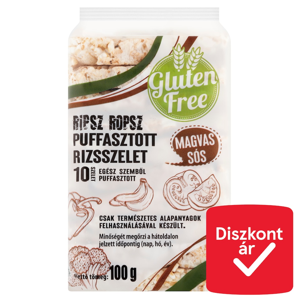 Ripsz Ropsz magvas, sós puffasztott rizsszelet 100 g  1. kép
