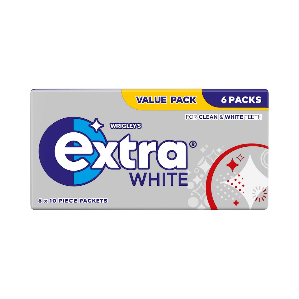 Extra White Sugarfree Chewing Gum Multipack 6x10 Pieces