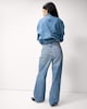 image 4 of F&F High Rise Wide Leg Ripped Jeans in Navy