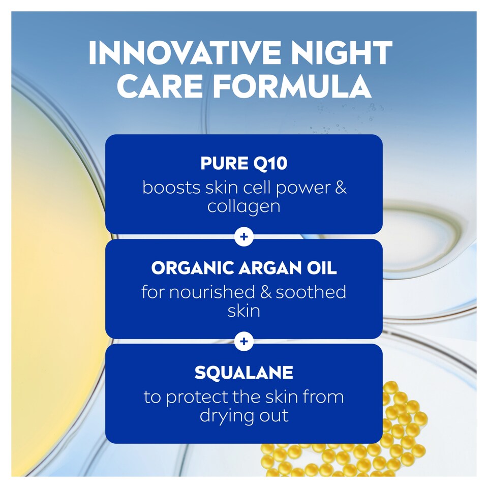 image 1 of NIVEA Q10 Anti-Wrinkle Night Cream Moisturiser 60+ Skin 50ml 