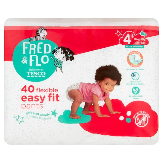 Fred & Flo Easy Fit Pants Size 4 Plus 40 Pack Tesco Groceries