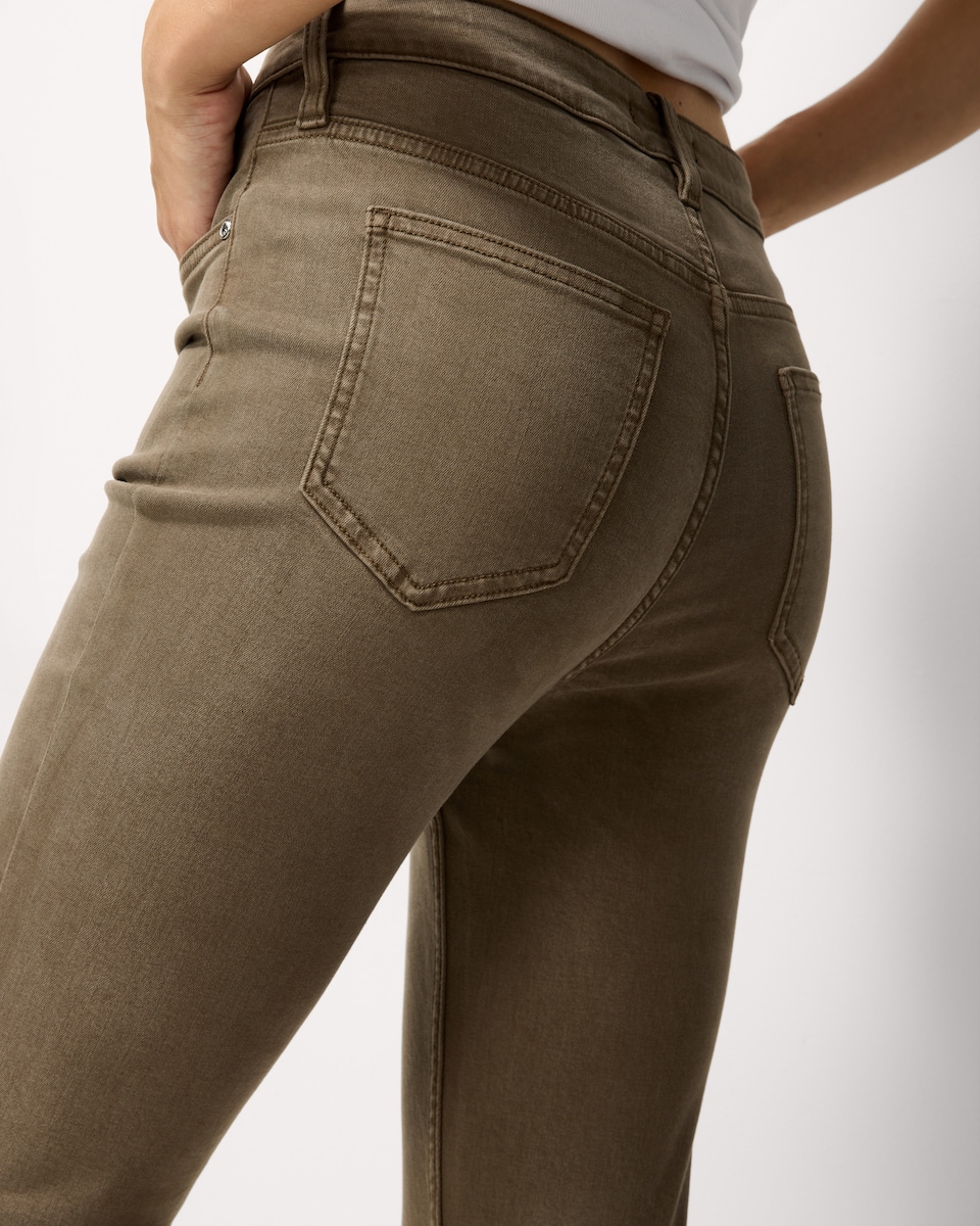 image 1 of F&F Mid Rise Cigarette Jeans in Mink