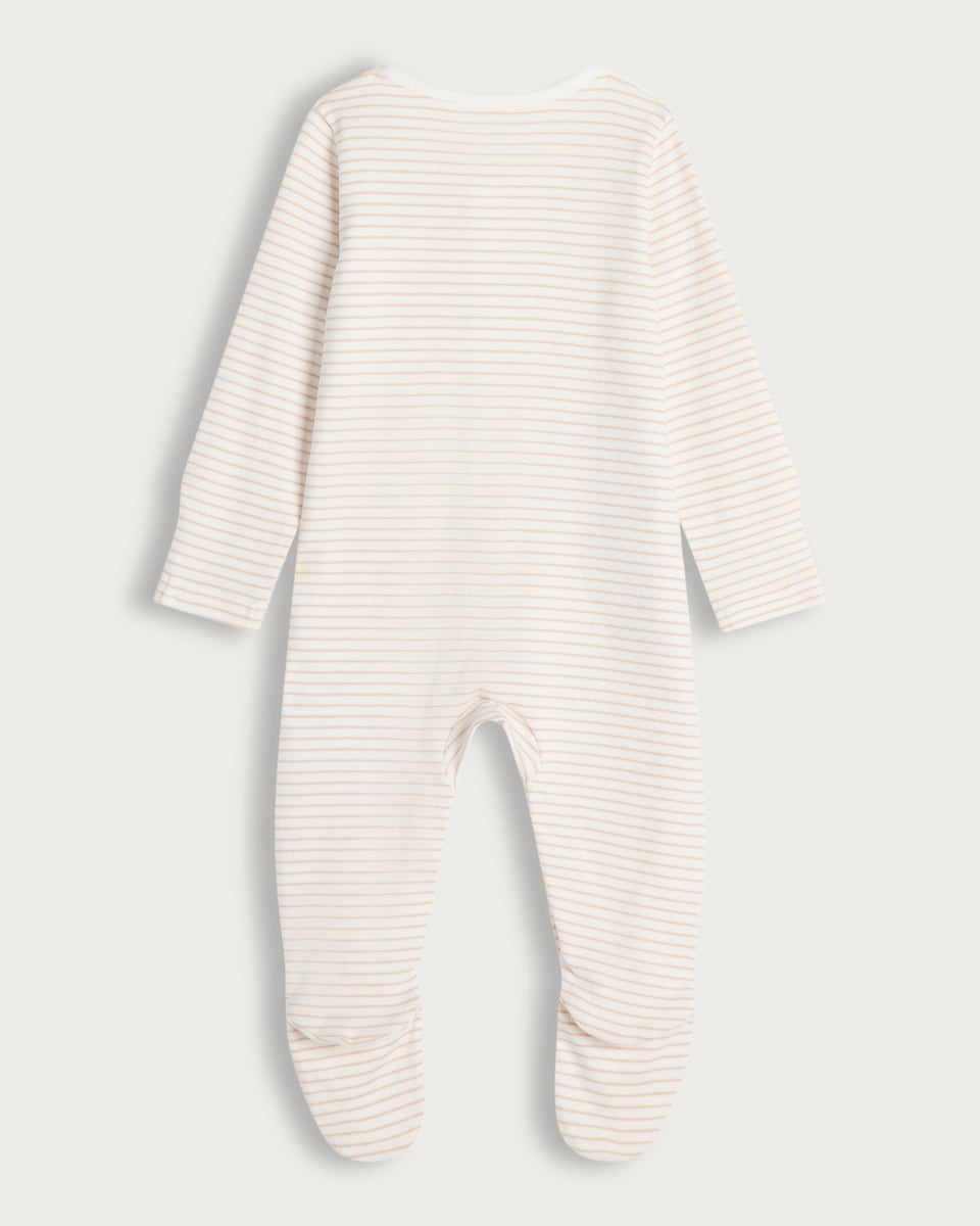 image 1 of Disney Winnie the Pooh Stripe Print Pure Cotton Sleepsuit in White