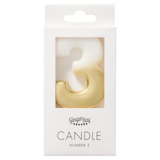 Ginger Ray Shimmer Gold Number 3 Candle