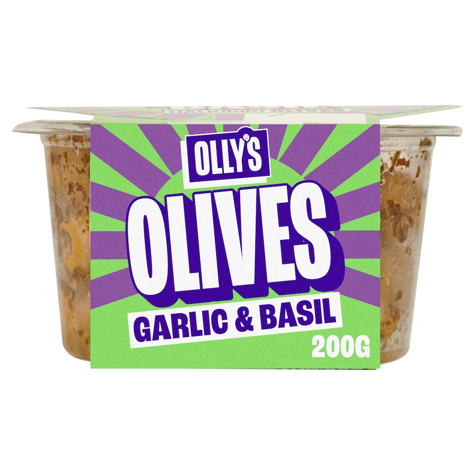 image 1 of Olly's Garlic & Basil Halkidiki Olives 200g