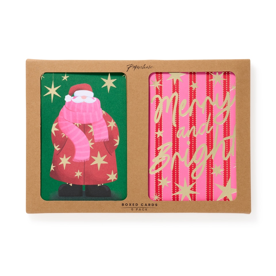 image 1 of Paperchase Fun Santa Christmas Cards 6 Pack