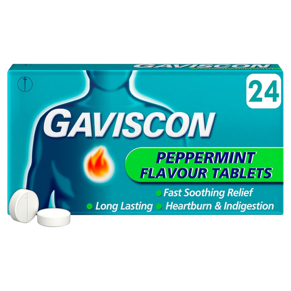 image 1 of Gaviscon Peppermint Heartburn & Indigestion Chewable Tablets 24s