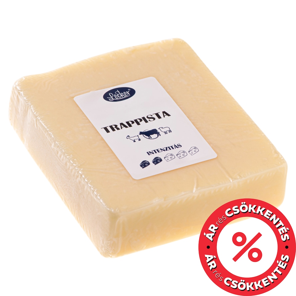 Lecker félzsíros, félkemény darabolt trappista sajt