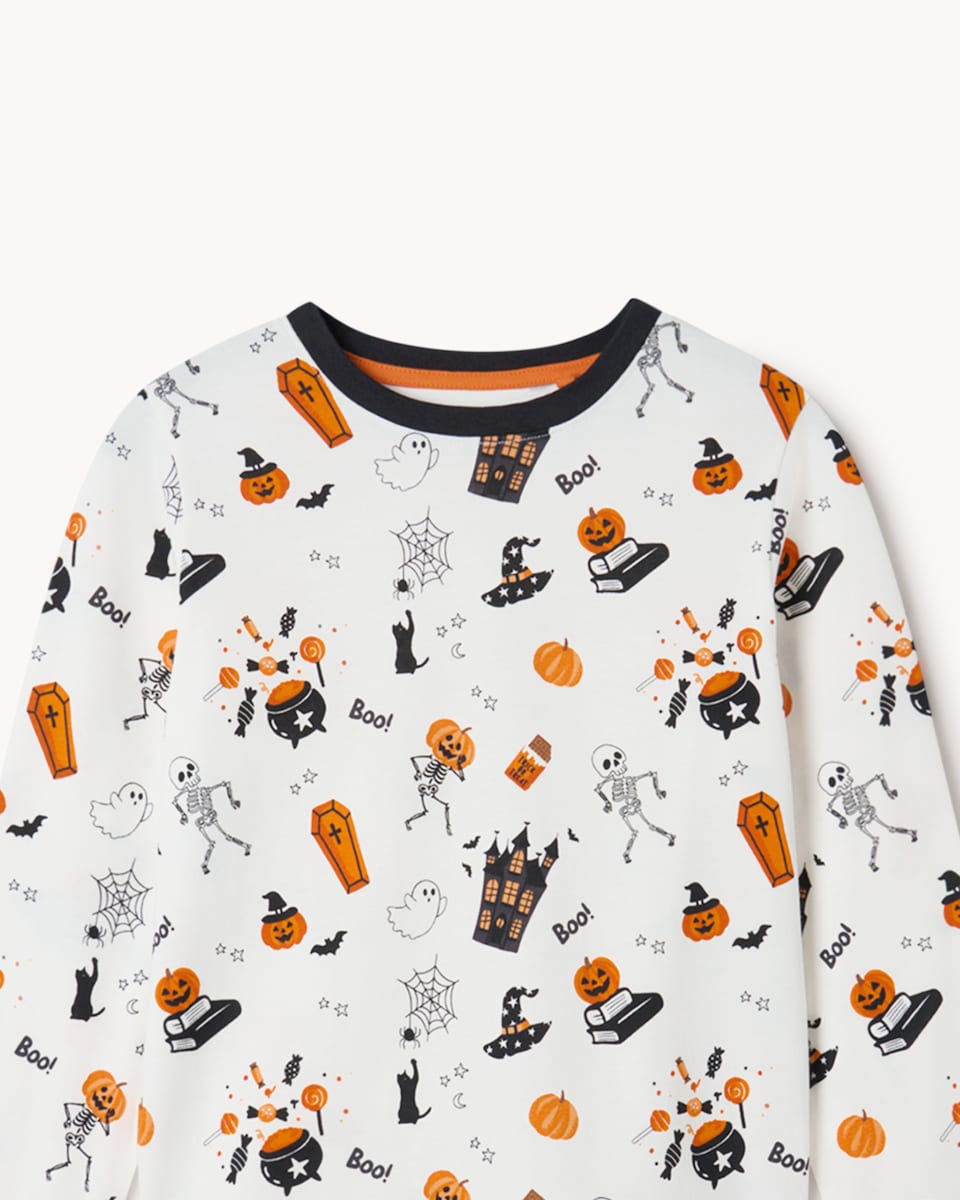image 1 of F&F Unisex Pure Cotton Halloween Pyjama Set in White