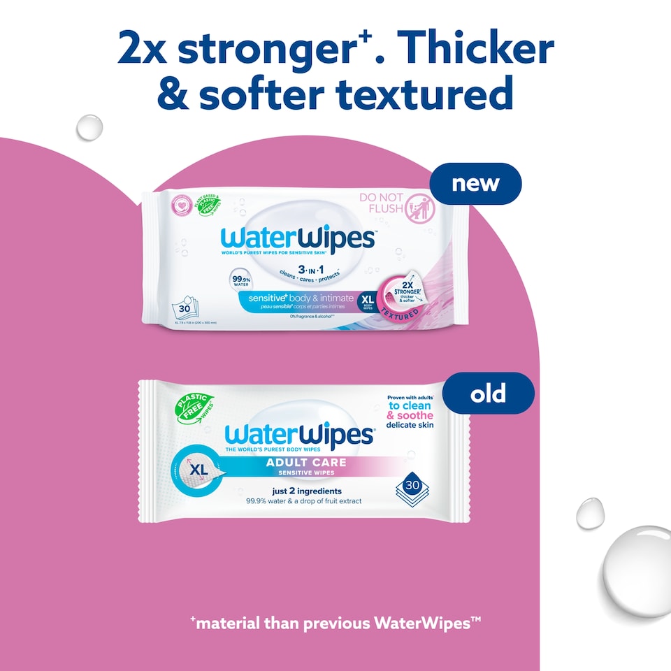 image 1 of WaterWipes Adult Care Sensitive Wipes 30 wipes