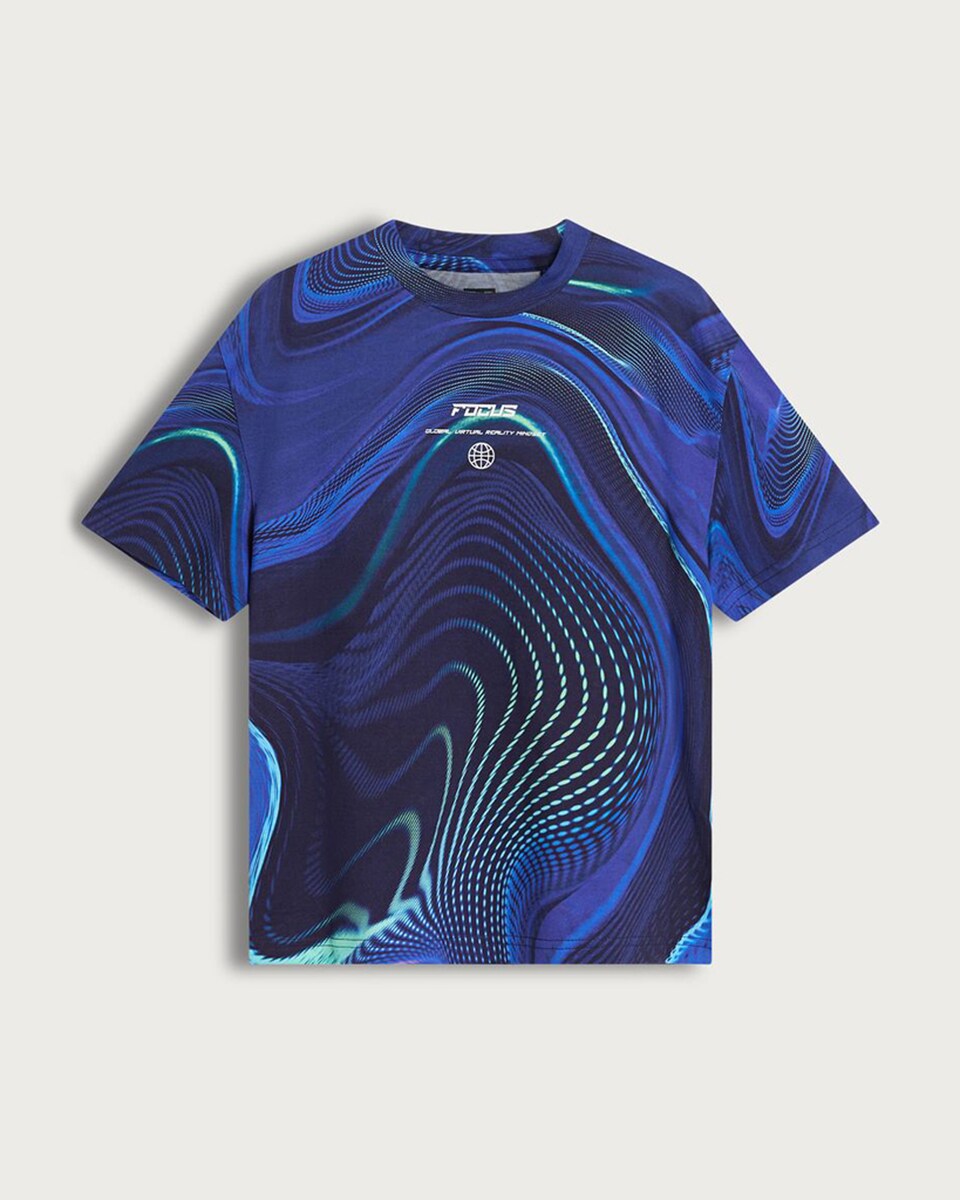 F&F Boys Pure Cotton Focus Print Short Sleeved T-Shirt in Navy