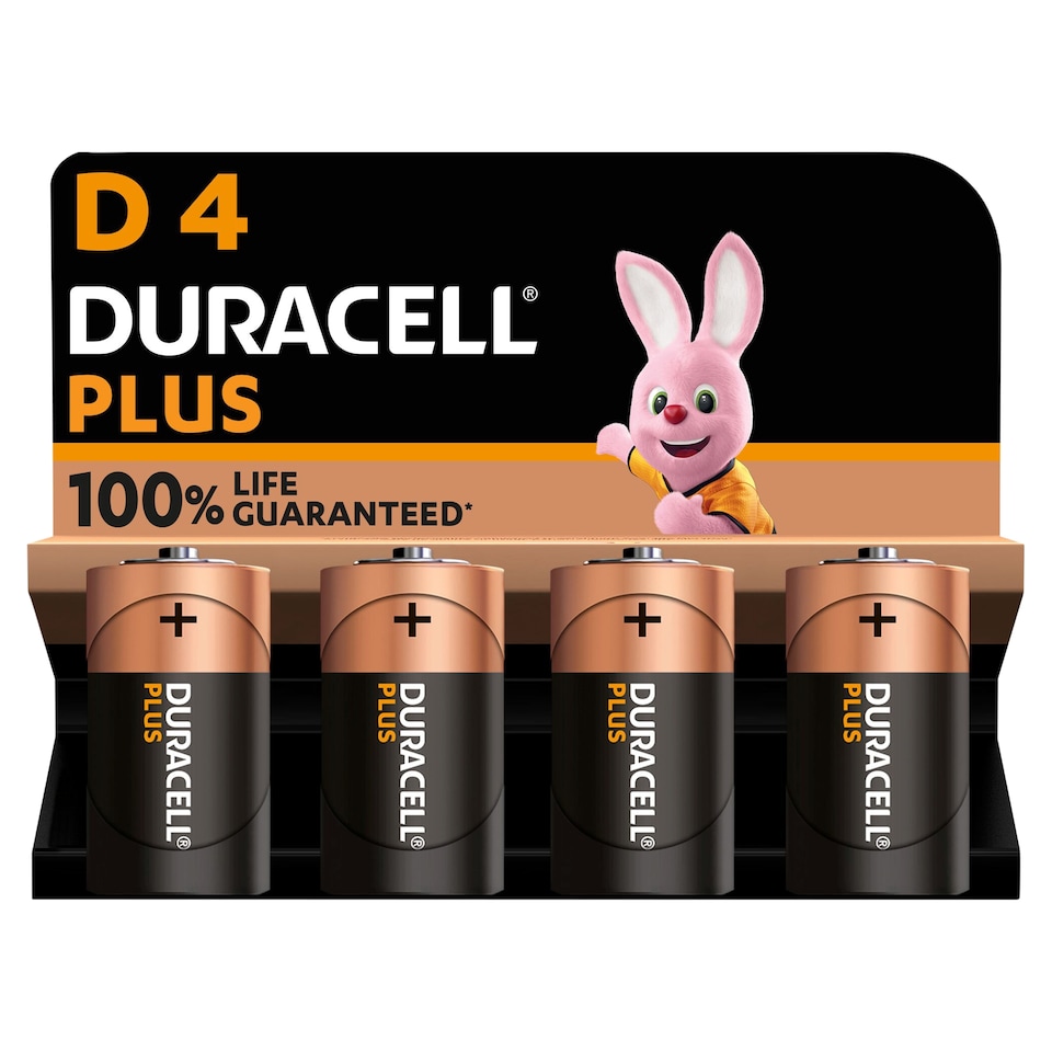 image 1 of Duracell Plus D 4 Pack