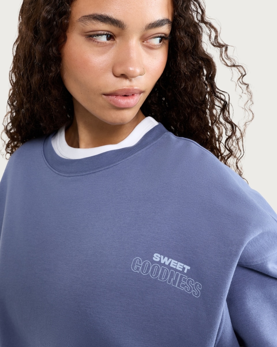 image 1 of OH ME OH MY Cotton Rich Slogan Sweatshirt in Blue
