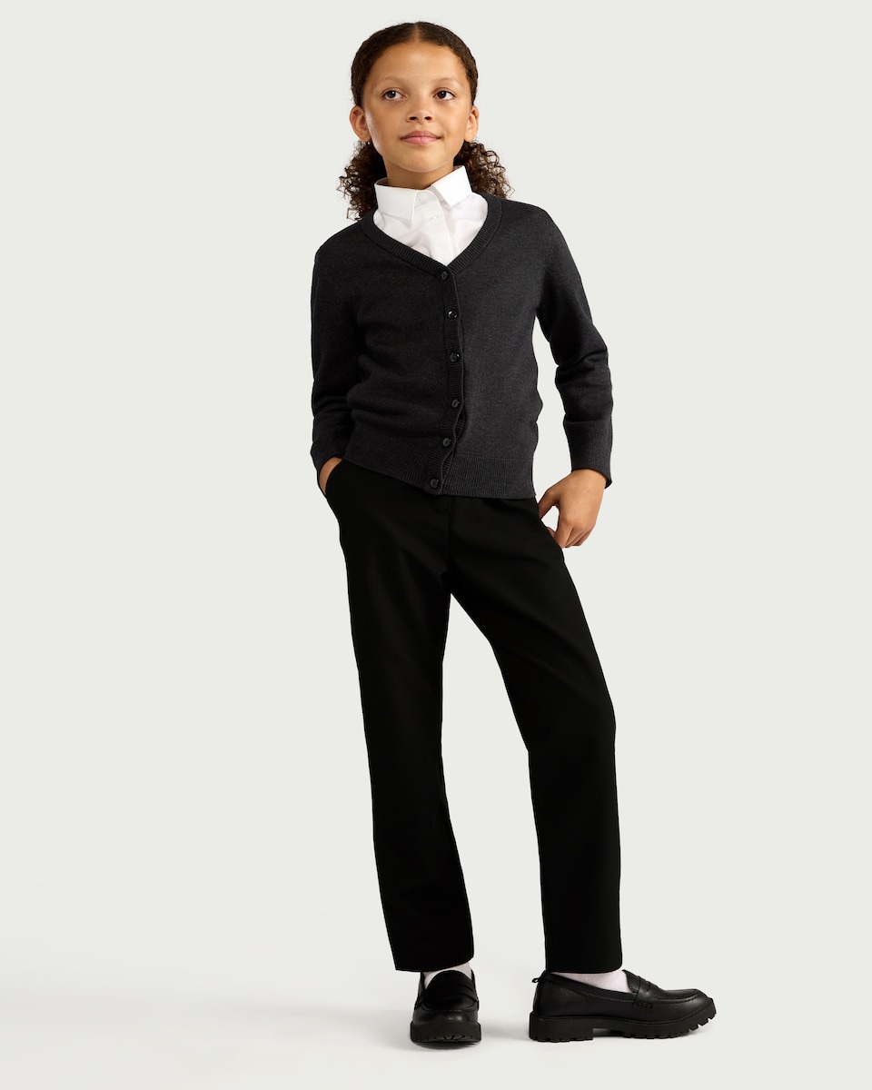 image 1 of F&F Girls School 2-Pack Generous Fit Trousers in Black