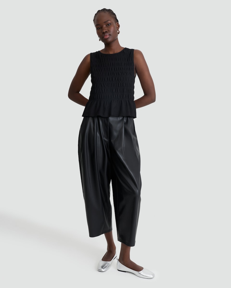 image 1 of F&F Textured Sleeveless Smock Top in Black