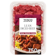 Tesco Lean Diced Beef 750g