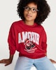 image 1 of F&F Girls Cotton Rich Amour Cherry Print Sweatshirt in Red