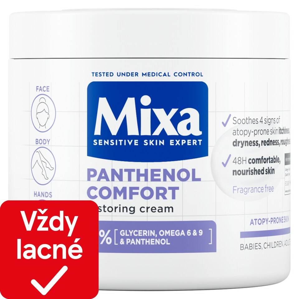 Mixa Panthenol Comfort obnovujúca telová starostlivosť aj na pokožku so sklonom k atopii, 400 ml