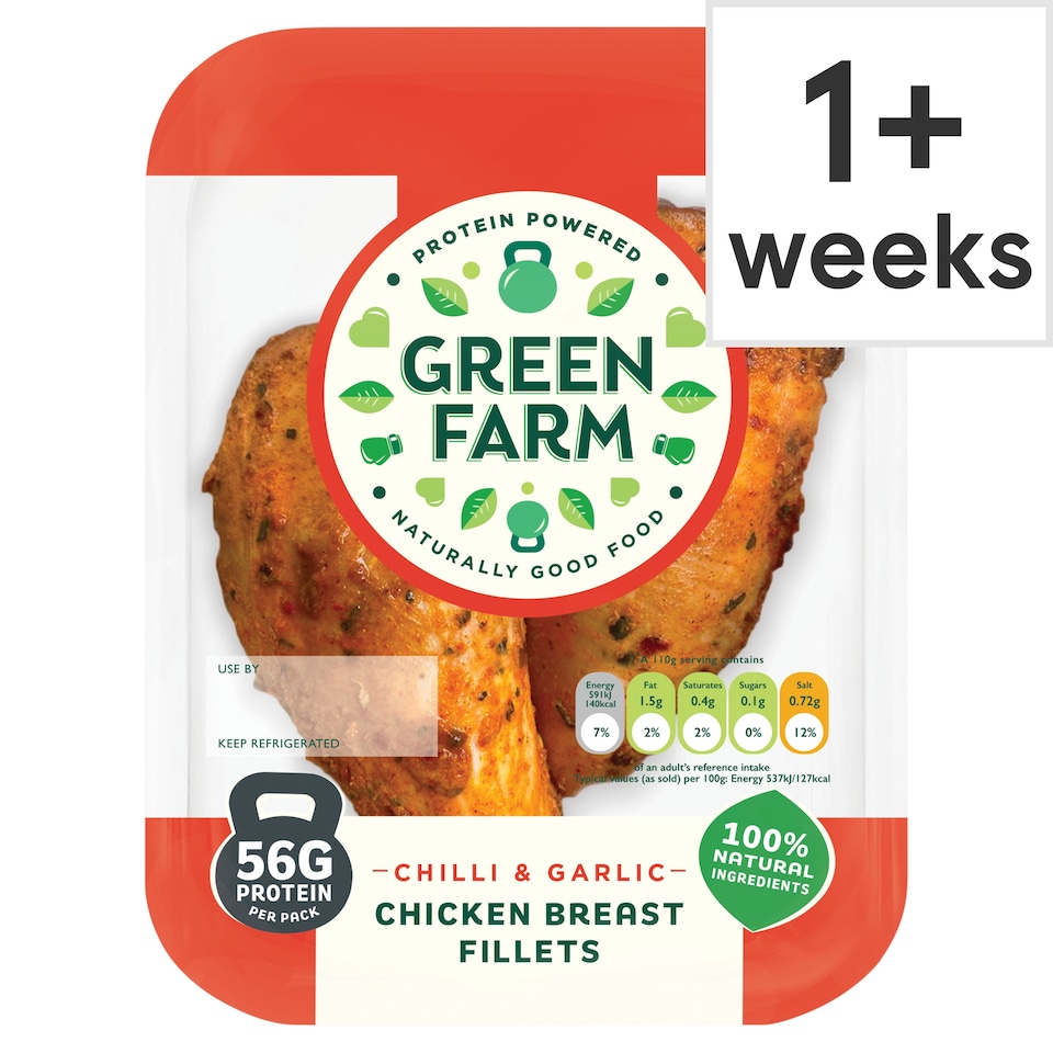 Green Farm Chilli And Garlic Chicken Breast Fillets 2 Pack 220G